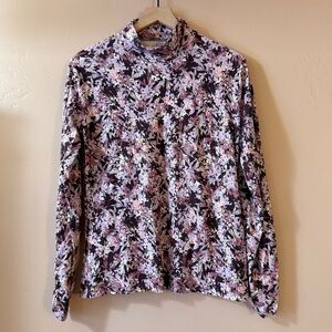 Sundance Floral Turtle Neck Size Large Modal Cotton Fall